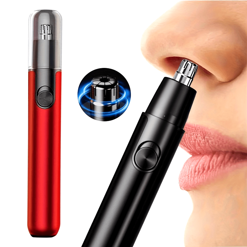 Painless Nose & Ear Hair Trimmer - Aluminum Body, Easy Eyebrow & Facial Hair Removal, Rechargeable Lithium Battery, 4V-12V Operating Voltage for Men & Women, 14+ Age Group, Electric Nose Hair Clippers with LED Light and Trave